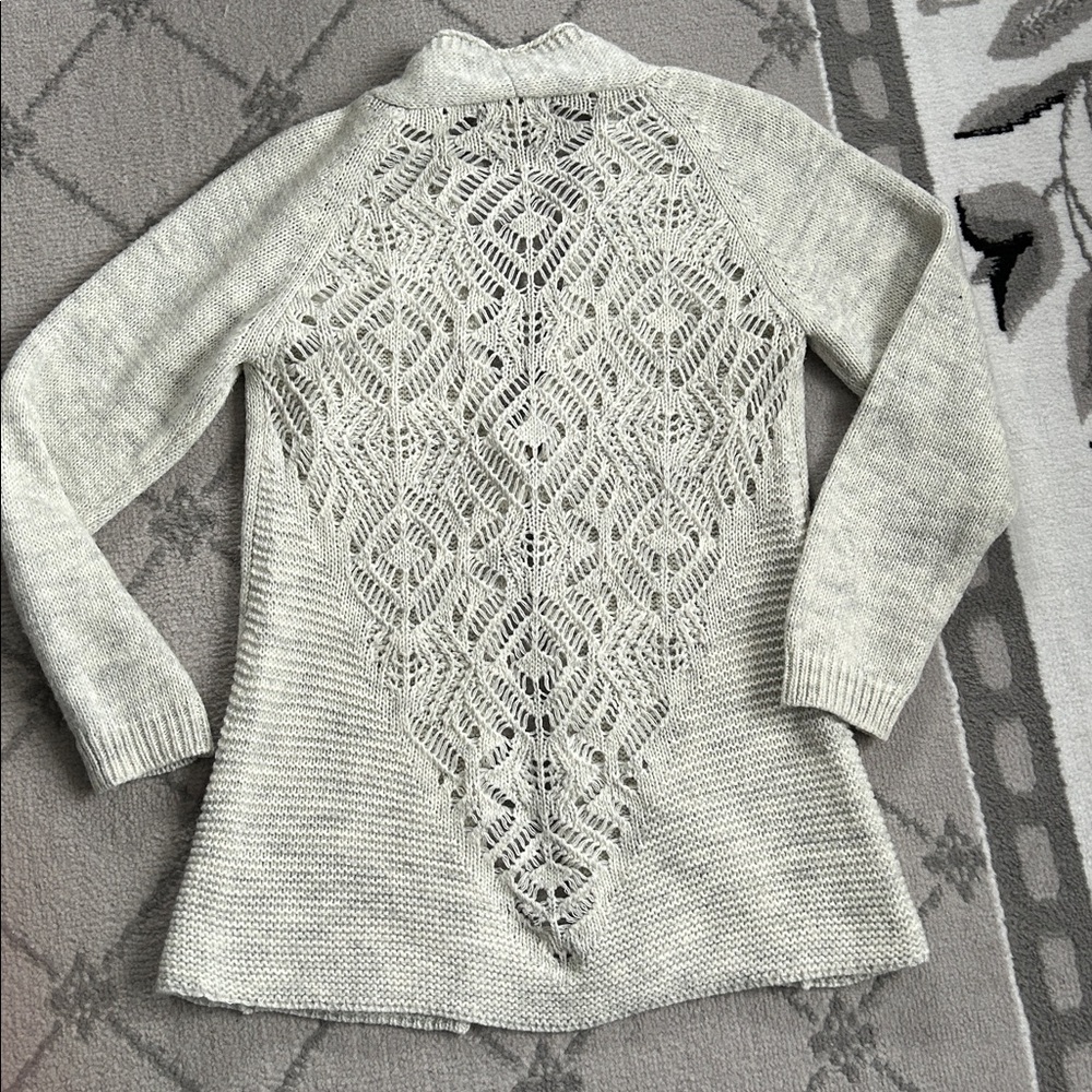 Bianca B Tan Italian  Knit Cardigan with Lace Back Detail - Picture 9 of 9
